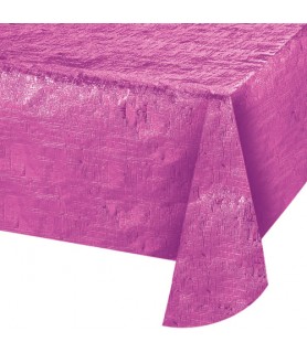 Pink Shiny Metallic Textured Plastic Table Cover (1ct)