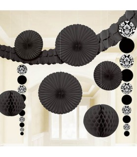 Black and White Damask Deluxe Room Decorating (9pc)