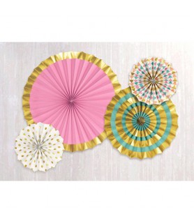 Pastel Confetti Paper Fan Decorations (4pc)
