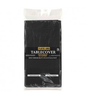 Jet Black Plastic Backed Paper Table Cover (1ct)