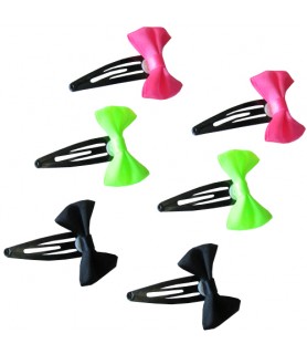 Neon Hair Bow Clips / Favors (6ct)