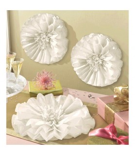 White Flower Fluffy Decorations (3ct)