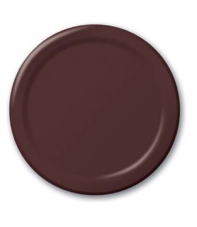 Chocolate Brown Small Paper Plates (24ct) toc