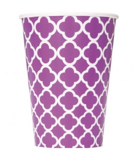 Purple Quatrefoil 12oz Paper Cups (6ct)