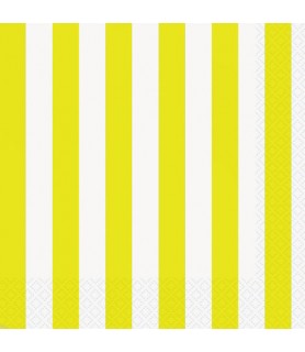 Neon Yellow and White Stripes Lunch Napkins (16ct)
