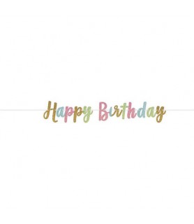 Pastel Confetti Glitter Happy Birthday Banner (1ct)
