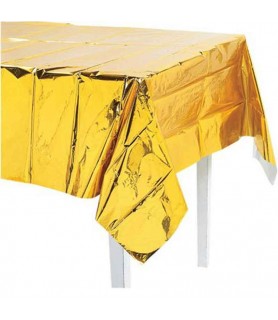Gold Metallic Plastic Table Cover (1ct)