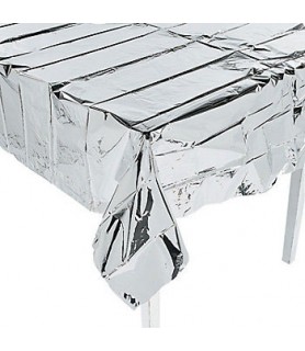 Silver Metallic Plastic Table Cover (1ct)
