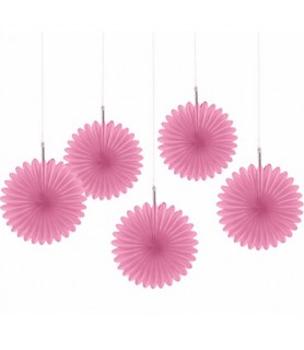Lovely Pink Mini Hanging Fan Decorations (5ct)