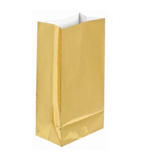 Gold Shiny Metallic Paper Favor Bags (12ct)