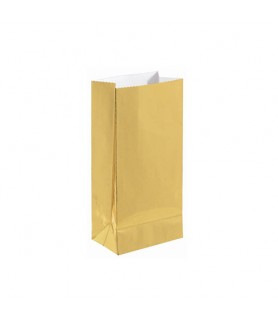 Gold Shiny Mini Metallic Paper Favor Bags (12ct)