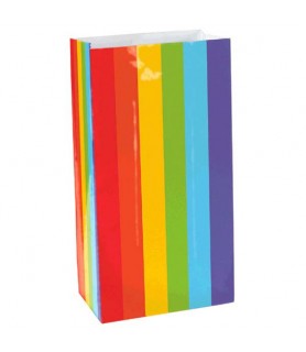 Rainbow Stripes Paper Favor Bags (12ct)