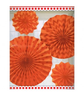Orange Glitter Printed Paper Fan Decorations (4ct)