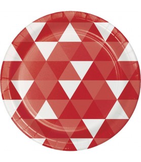 Classic Red Fractal Large Paper Plates (8ct)