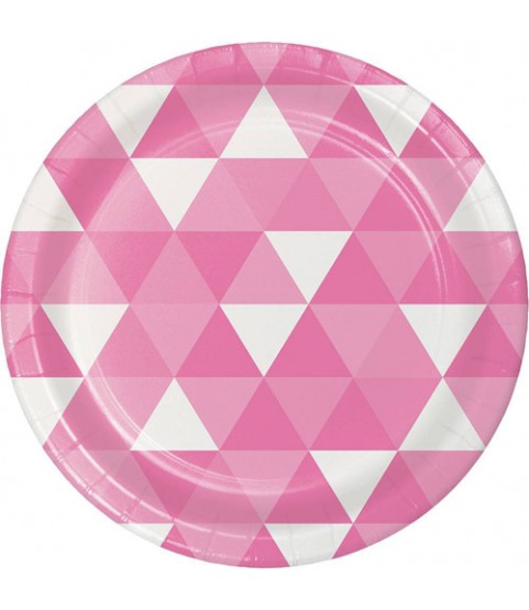 Candy Pink Fractal Small Paper Plates(8ct)