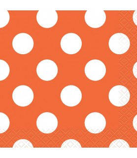 Pumpkin Orange and White Polka Dots Small Napkins (16ct)