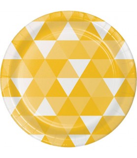 Yellow Fractal Small Paper Plates (8ct)