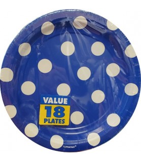 Blue Polka Dots Small Paper Plates Value Pack (18ct)