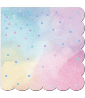 Iridescent Watercolor Scalloped Lunch Napkins (16ct)