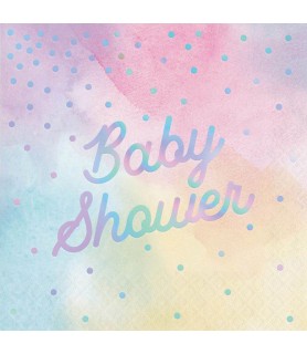 Iridescent Watercolor 'Baby Shower' Lunch Napkins (16ct)