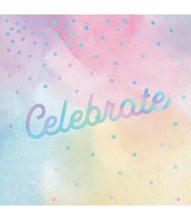Iridescent Watercolor 'Celebrate' Lunch Napkins (16ct)