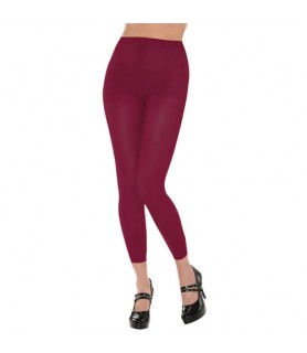 Burgundy Solid Color Footless Tights (1 pair)