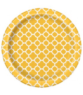 Sunflower Yellow Quatrefoil Small Paper Plates (8ct)