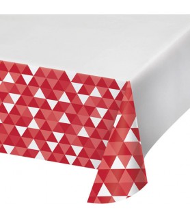 Red Fractal Plastic Table Cover (1ct)