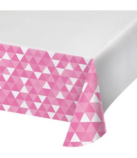 Candy Pink Fractal Plastic Table Cover (1ct)