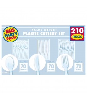 Clear Plastic Cutlery Set Party Pack (210pc)