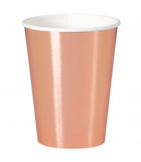Rose Gold Shiny Metallic 12oz Paper Cups (8ct)
