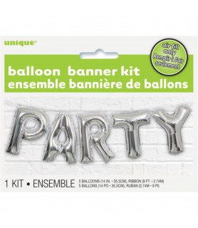Silver 'Party' Foil Letter Balloon Banner Kit (1ct)