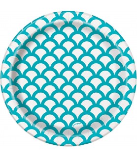 Caribbean Teal Scallop Small Paper Plates (8ct)