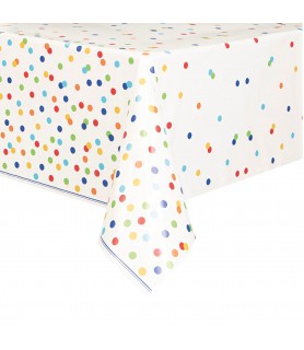 Rainbow Polka Dots Plastic Tablecover (1ct)