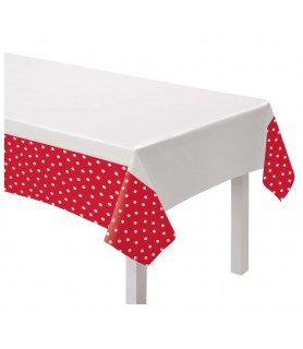 Apple Red Polka Dots Plastic Tablecover (1ct)