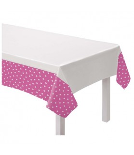 Bright Pink Polka Dot Plastic Tablecover (1ct)