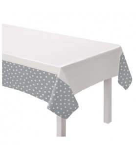 Silver Polka Dot Plastic Tablecover (1ct)