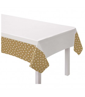 Gold Polka Dot Plastic Tablecover (1ct)