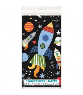 Happy Birthday 'Outer Space' Plastic Table Cover (1ct)