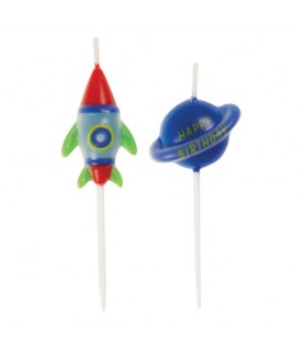 Happy Birthday 'Outer Space' Pick Candles (6ct)