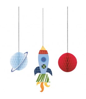 Happy Birthday 'Outer Space' Hanging Decorations (3pc)