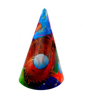 Baseball Paint Splatter Cone Hats (8ct)