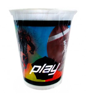 Football 16oz Printed Plastic Cups (8ct)