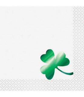St. Patrick's Day 'Green Shamrock' Foiled Small Napkins (16ct)