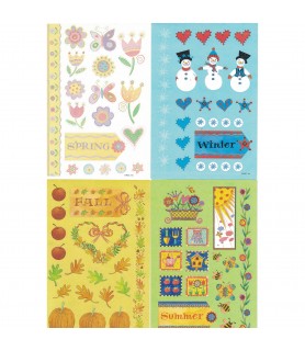 Seasonal Spring, Summer, Fall, and Winter Stickers Variety Pack (10 sheets)