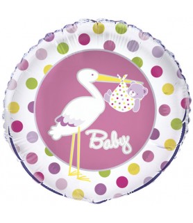 Baby Girl Stork Foil Mylar Balloon (1ct)