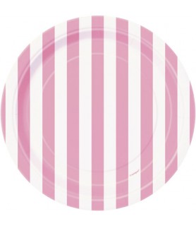 Lovely Pink and White Stripes Small Paper Plates (8ct)
