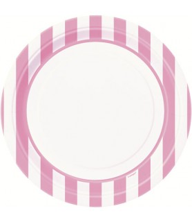 Lovely Pink and White Stripes Large Paper Plates (8ct)
