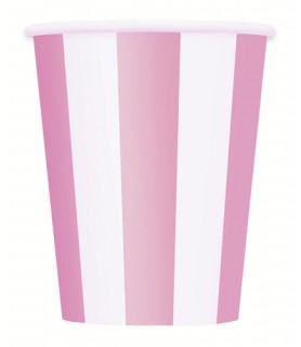 Lovely Pink and White Stripes 12oz Paper Cups (6ct)