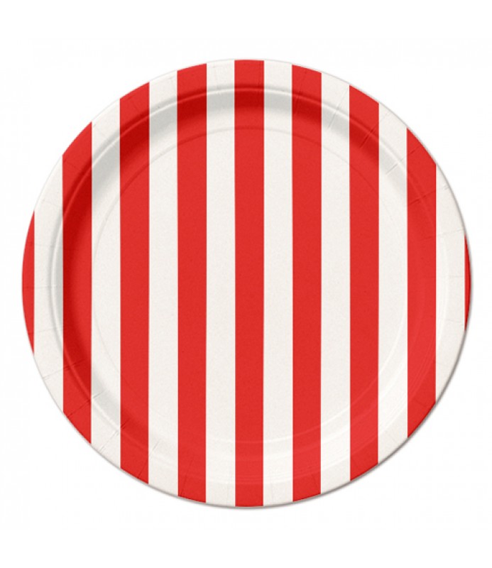 Red And White Stripes Small Paper Plates 8ct